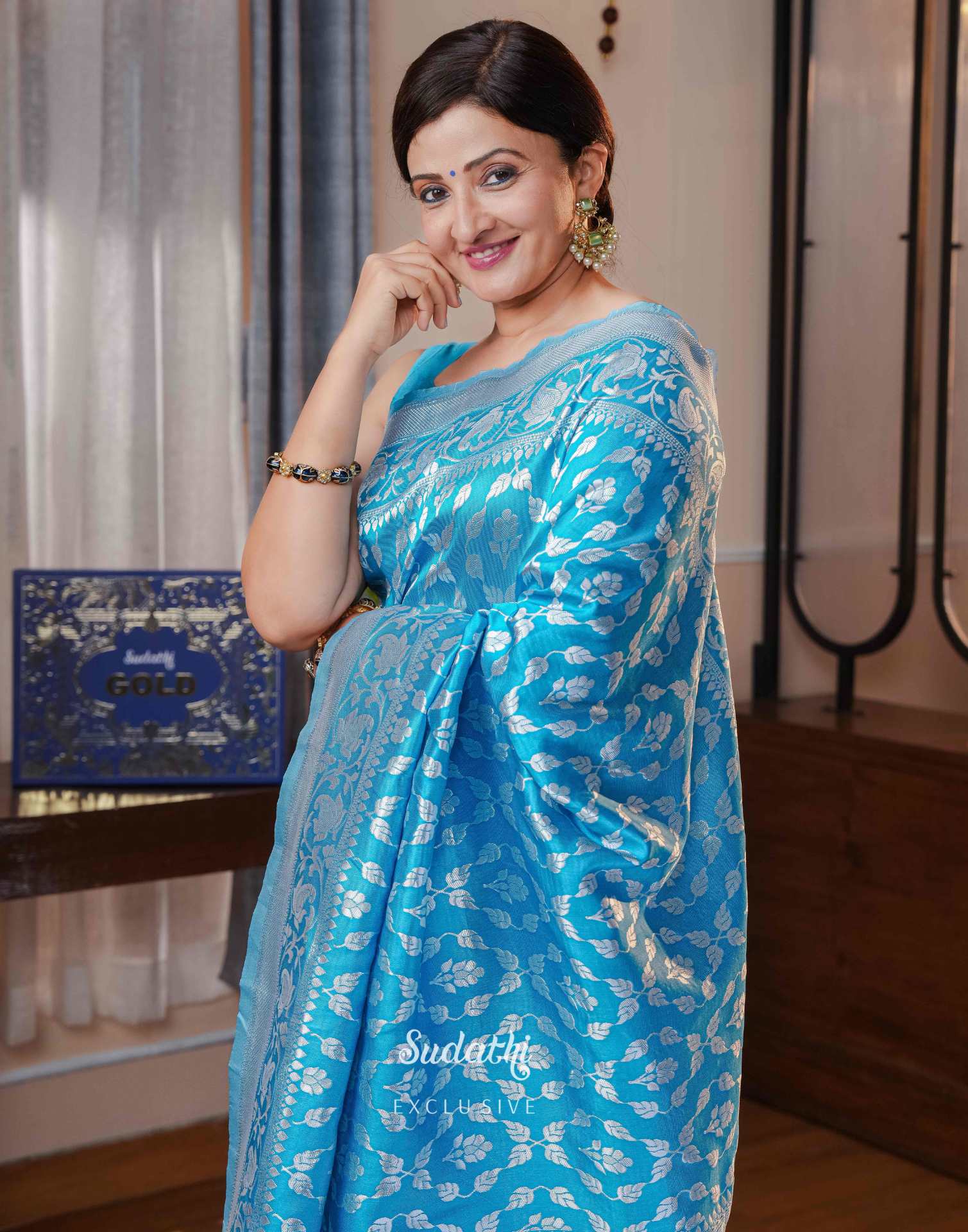 Blue Silk Woven Banarasi Saree