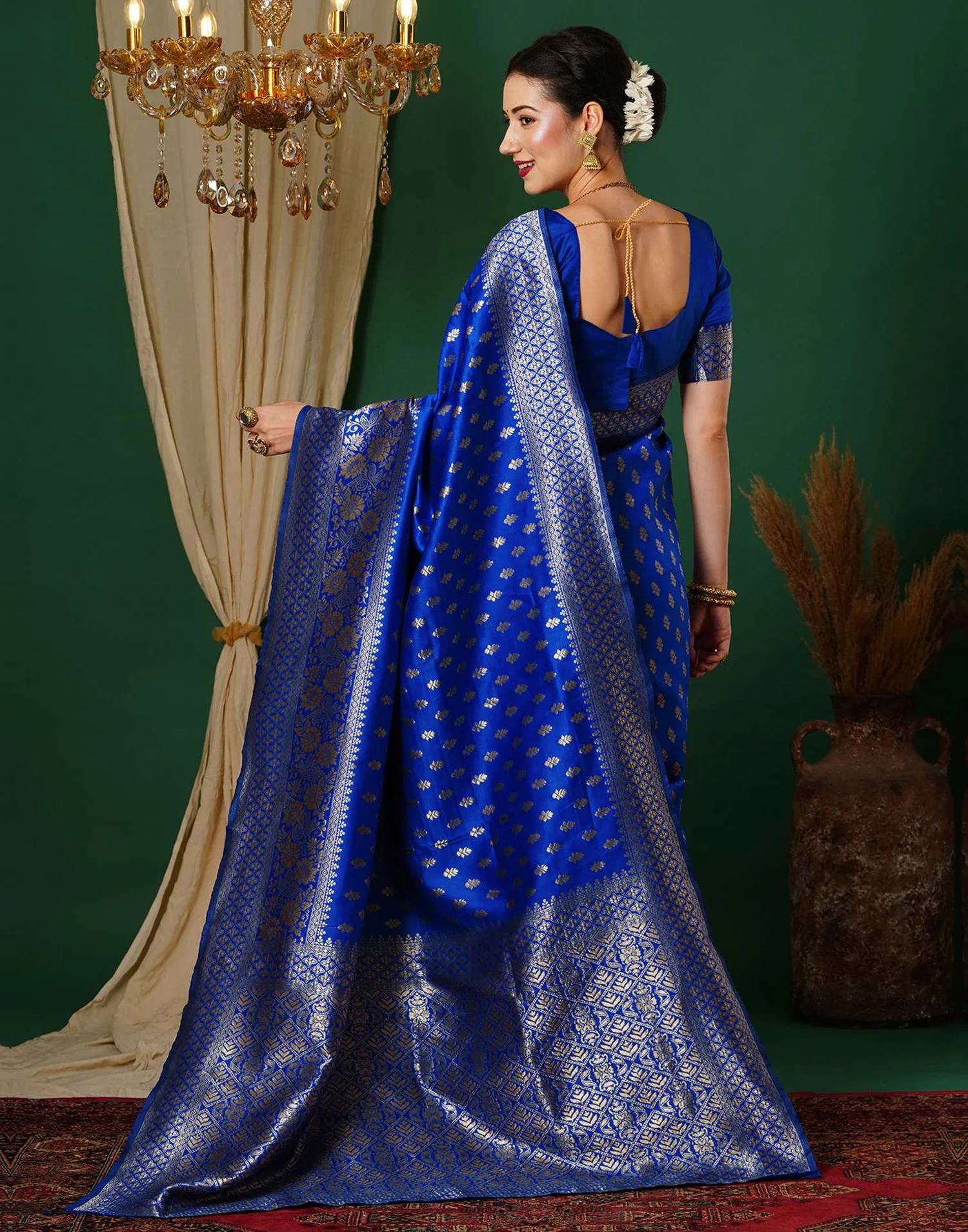 Blue Silk Woven Banarasi Saree
