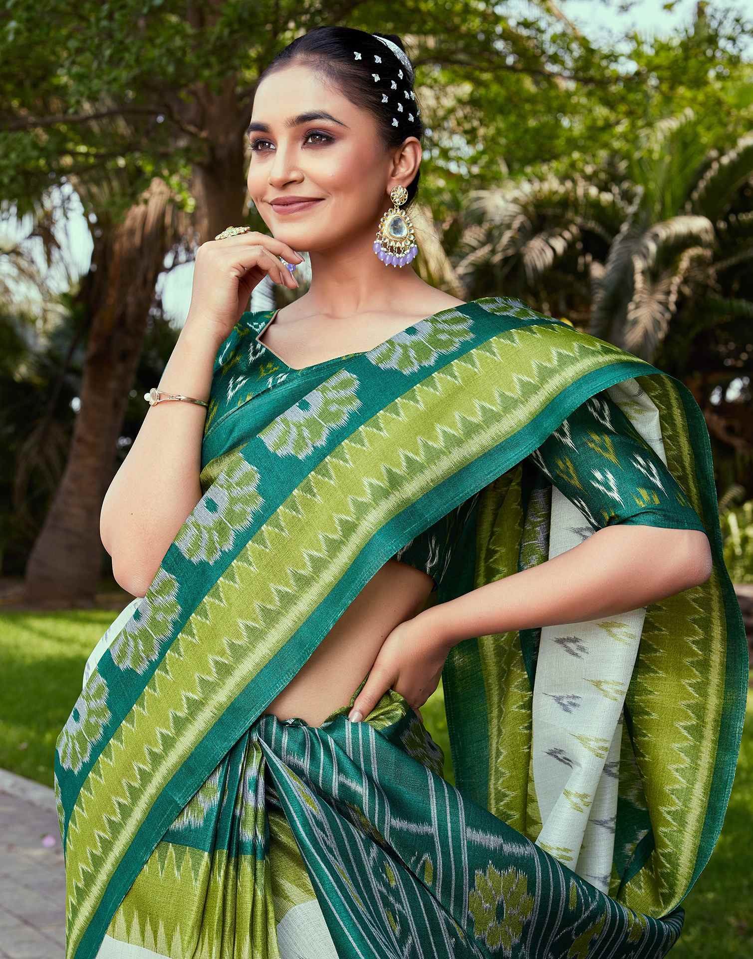 Handwoven Ikkat Cotton Saree