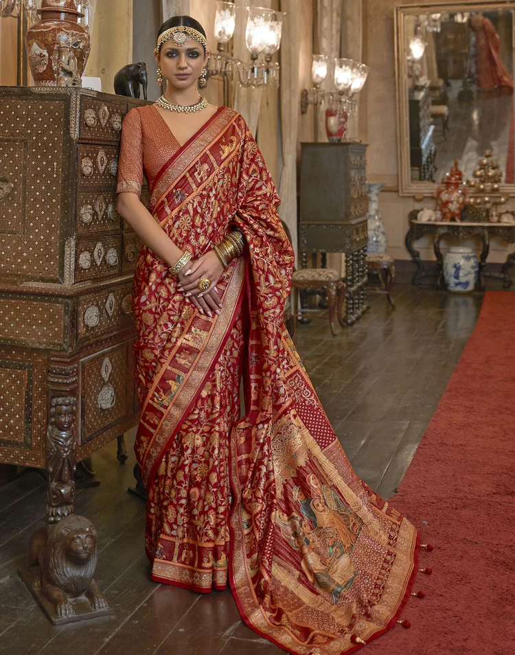 Red Silk Woven Patola Saree