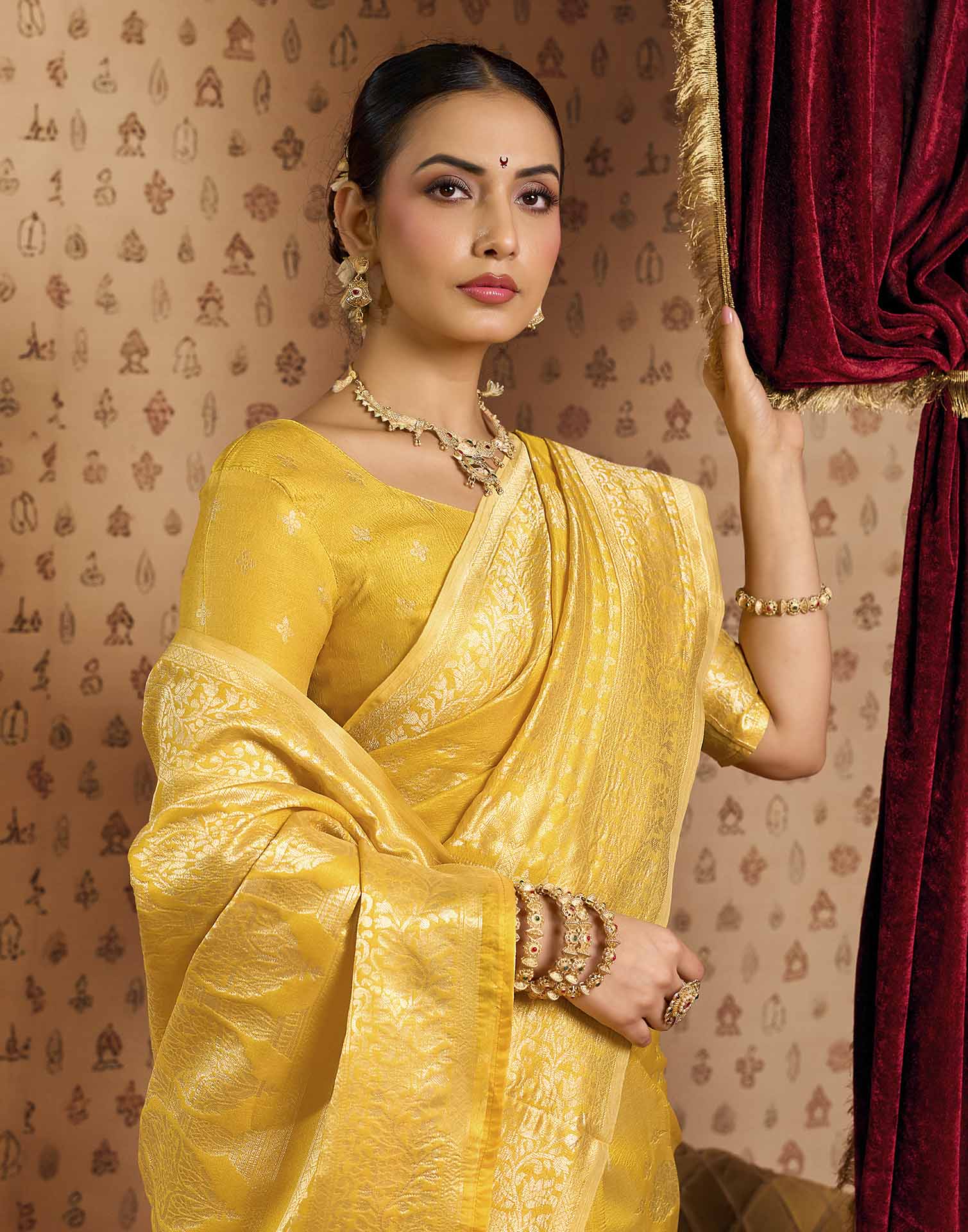 Yellow Woven Banarasi Saree